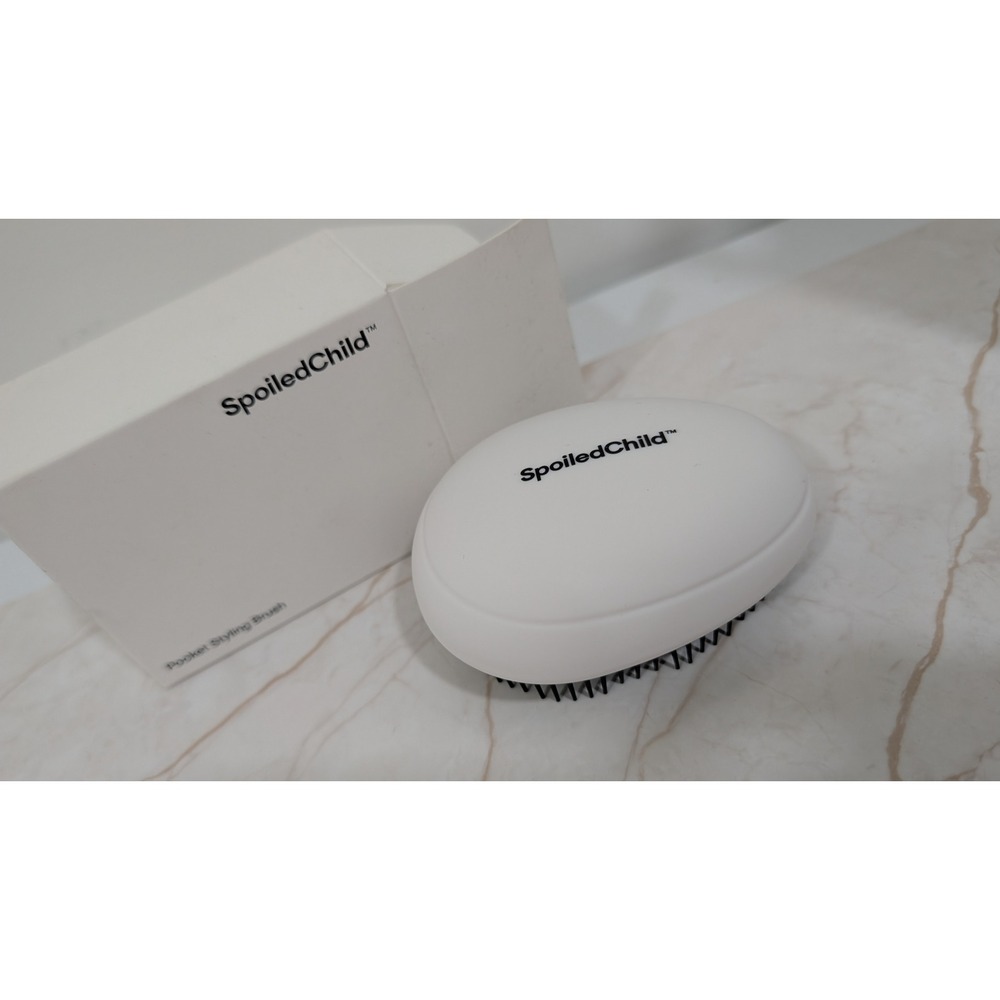 SpoiledChild Pocket Styling Brush White Black Compact Detangling Hair Brush